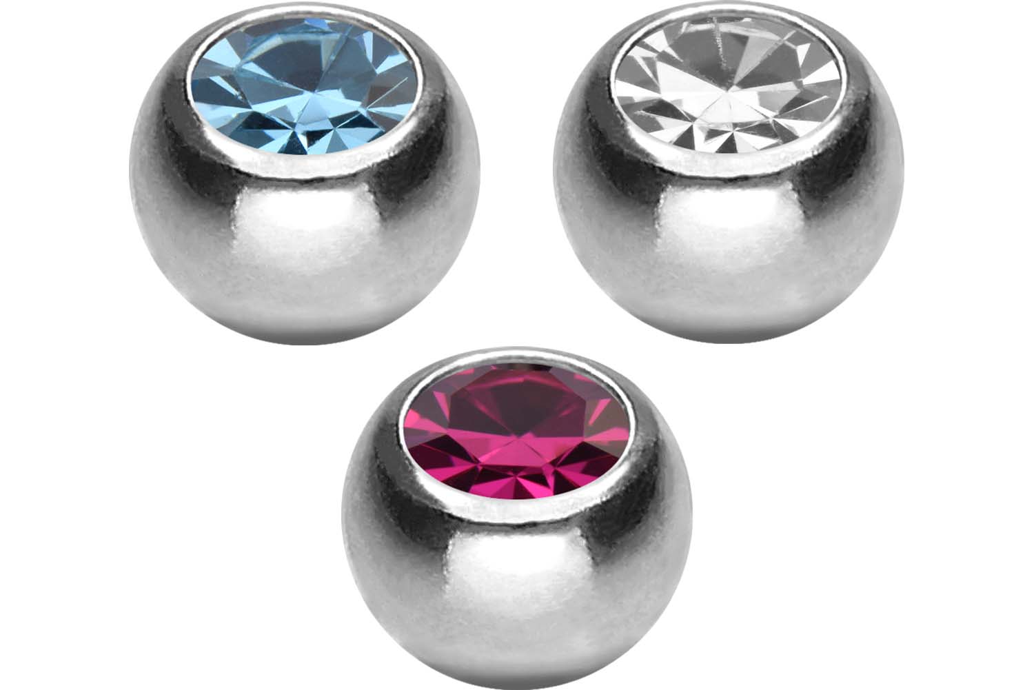 SET Titan Schraubkugel KRISTALL von Piercingline